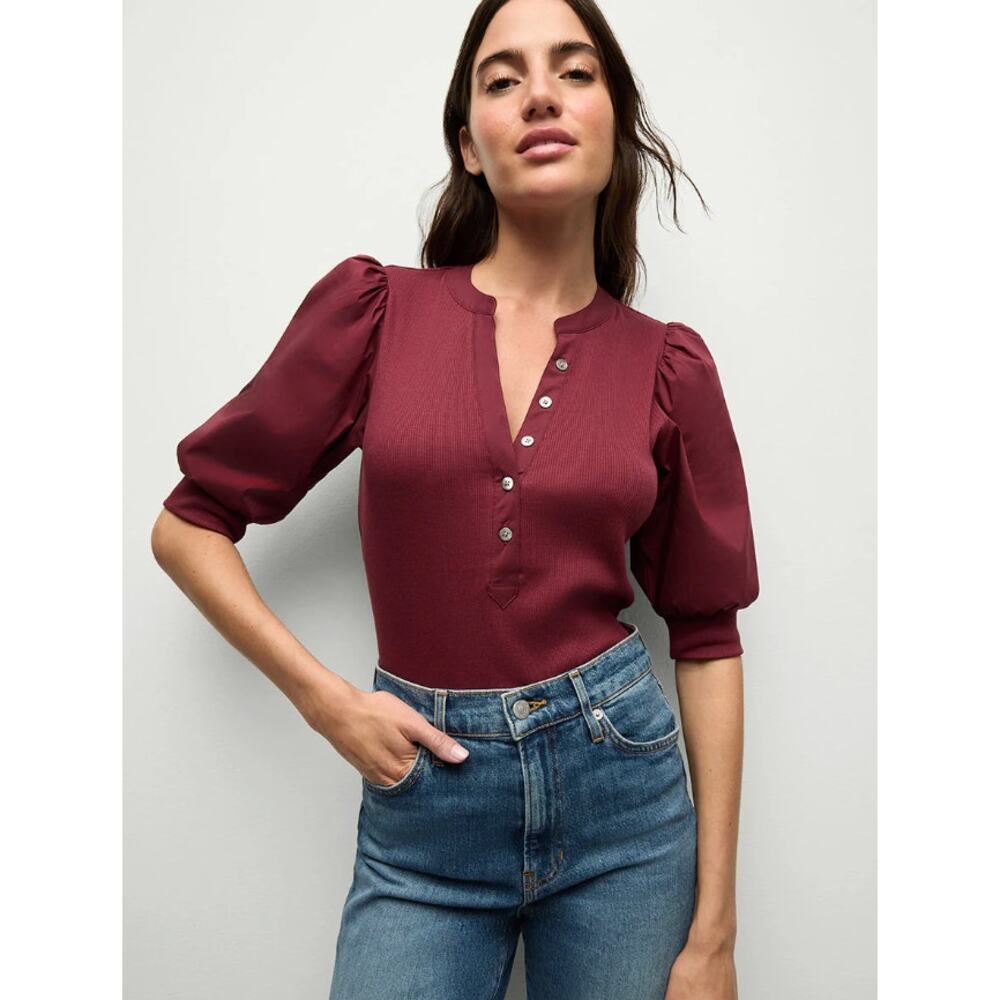 Veronica Beard Coralee Puff Sleeve Top size XL